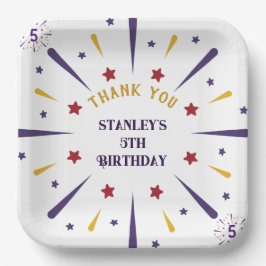 Fun Colorful Star Geburtstagsparty Danke Pappteller