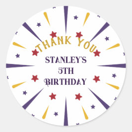 Fun Colorful Star Geburtstagsparty Danke Runder Aufkleber