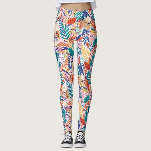 Fun Colorful Summer Bio Nattern Muster Leggings (Vorderseite)