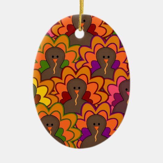 Fun Colorful Thanksgiving Turkeys Keramik Ornament (Vorne)