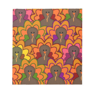 Fun Colorful Thanksgiving Turkeys Notizblock
