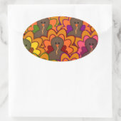 Fun Colorful Thanksgiving Turkeys Ovaler Aufkleber (Tasche)
