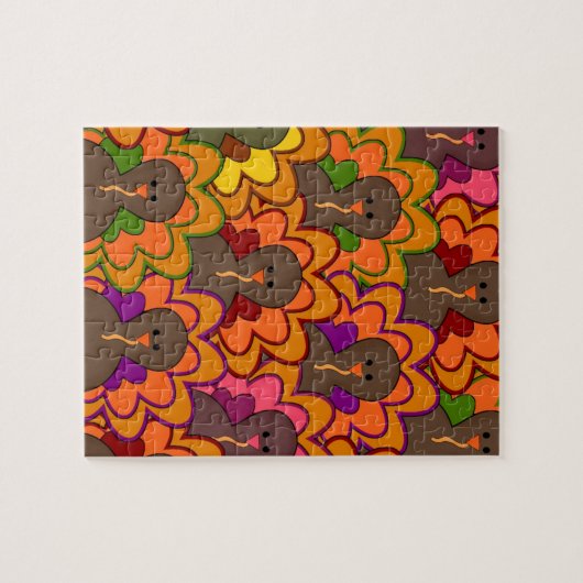 Fun Colorful Thanksgiving Turkeys Puzzle (Horizontal)