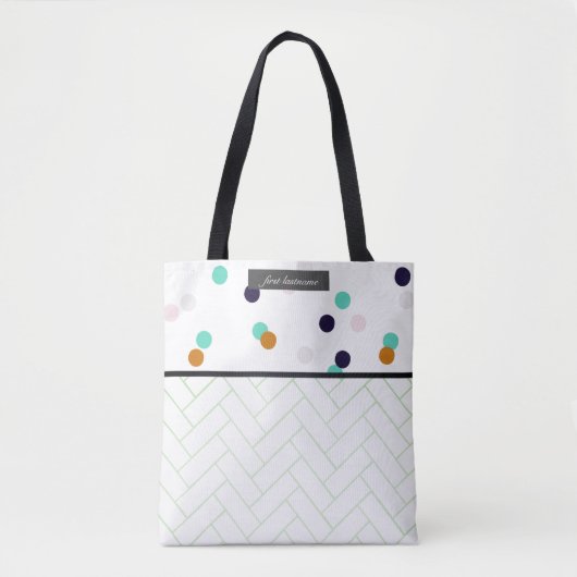 Fun Colorful Tile Polka Dot Name Tasche (Vorderseite)