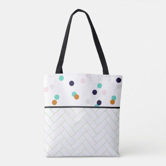 Fun Colorful Tile Polka Dot Name Tasche (Rückseite)