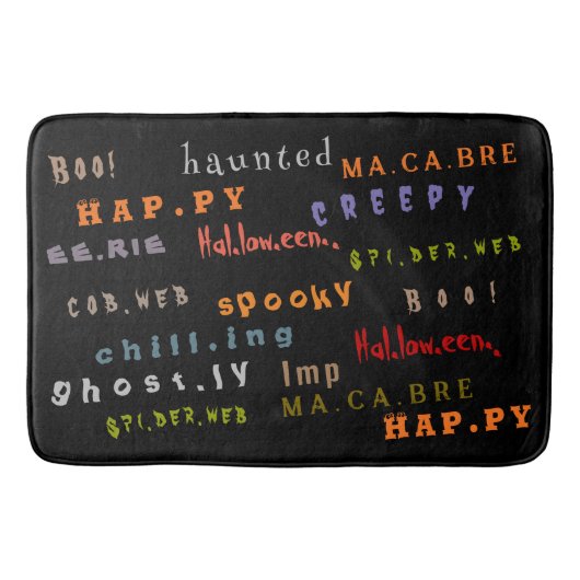 Fun & Colorful Typografy Pattern, Halloween Badematte (Vorderseite)