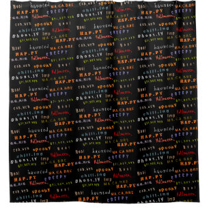 Fun & Colorful Typografy Pattern, Halloween Duschvorhang