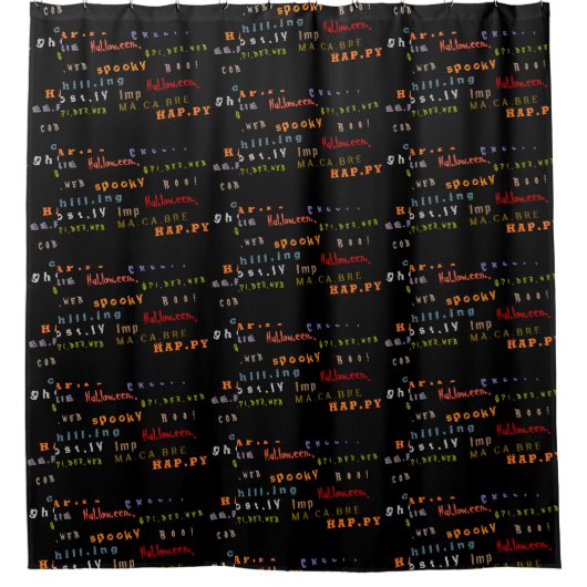 Fun & Colorful Typografy Pattern, Halloween Duschvorhang (Vorderseite)