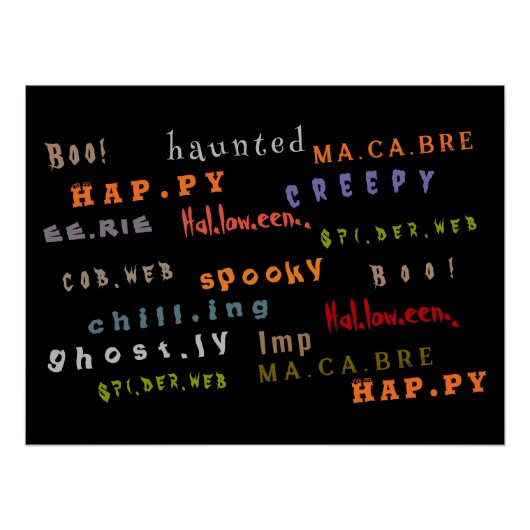 Fun & Colorful Typografy Pattern, Halloween Poster (Vorderseite)