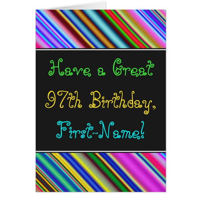 Fun, Colorful, Whimsical 97th Birthday Card (Vorne)