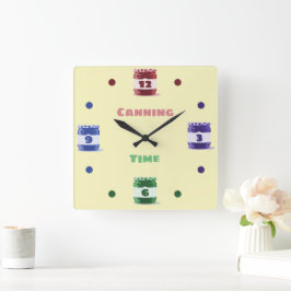 Fun Colorful Whimsical Canning Time Quadratische Wanduhr