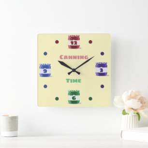 Fun Colorful Whimsical Canning Time Quadratische Wanduhr