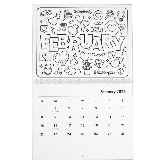 Fun Coloring Calendar Kalender (Feb 2026)