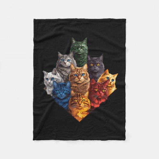 Fun Colour Cats Art Outfit für Cat Mama Vater Lady Fleecedecke (Vorderseite)