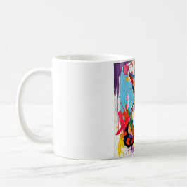 Fun Colourful Cat Abstract Animal Art Mug Kaffeetasse