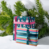 Fun Colourful Stripe, Gnome and Kisses Christmas Geschenkpapier Set