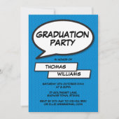 Fun Comic Book Blue Class of 2021 Graduation Party Einladung (Vorderseite)