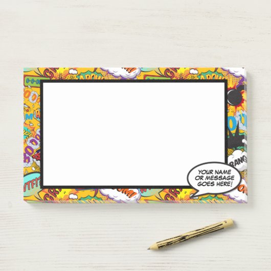 Fun Comic Book Speech Bubname Message Post-it Klebezettel (Auf Schreibtisch)