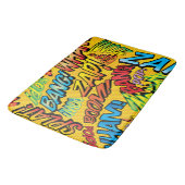 Fun Comic Buch Moderne farbenfrohe Typografie Badematte (Schrägansicht)