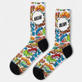 Fun Comic Buch Personalisierter Name Socken (Linkes Detail)