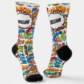 Fun Comic Buch Personalisierter Name Socken (Gewinkelt)