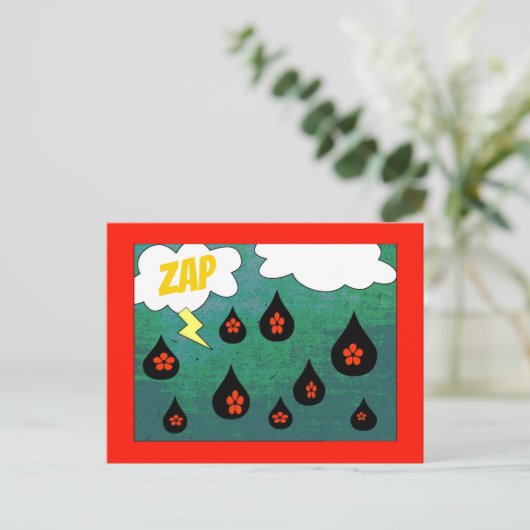 Fun Comic Buch Pop Kunst Unterblumen Postkarte (Stehend Vorderseite)