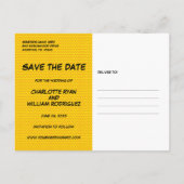 Fun Comic Buch Save the Date Foto Ankündigungspostkarte (Rückseite)