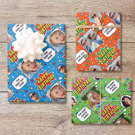 Fun Comic Geburtstagsstars Custom Fotos 3 Set Geschenkpapier Set