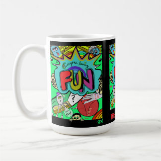 Fun Comic Illustration der Zusammengehörigkeit Kaffeetasse