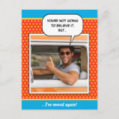 Fun Comic Moving House Custom Foto Orange Postkarte (Vorderseite)