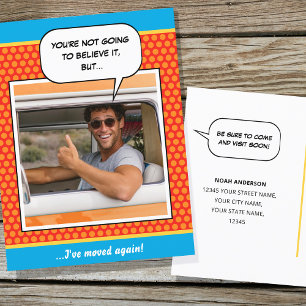 Fun Comic Moving House Custom Foto Orange Postkarte