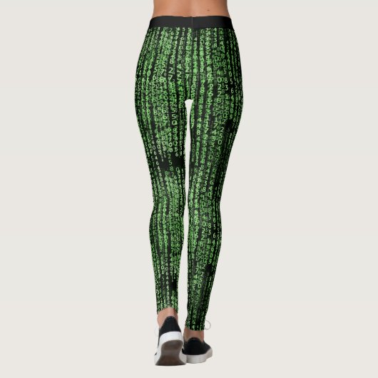 Fun Computer Data Matrix Code Green Yoga Leggings (Rückseite)