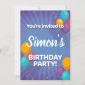 Fun Confetti & Balloons Einladung zum Geburtstag (Vorderseite)