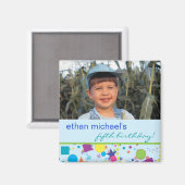 Fun Confetti Birthday Foto Magnet (Vorderseite/Rückseite)