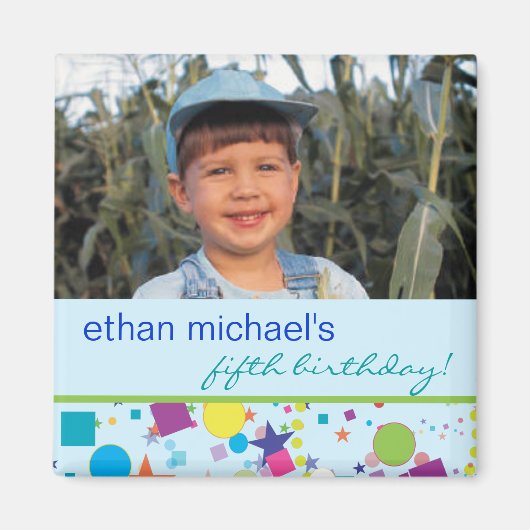 Fun Confetti Birthday Foto Magnet (Vorne)