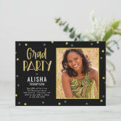 Fun Confetti EDITABLE FARBE Abschluss Einladung (Stehend Vorderseite)