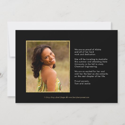 Fun Confetti EDITABLE FARBE Abschluss Einladung (Rückseite)