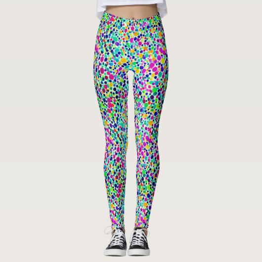 Fun Confetti farbenfrohe Punkte Wasserfarbmuster Leggings (Vorderseite)