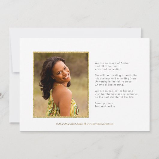 Fun Confetti Foto Graduation Party Einladung (Rückseite)