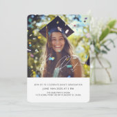 Fun Confetti Foto Graduation Party | M Einladung (Stehend Vorderseite)