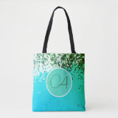 Fun Confetti Monogram Turquoise Tasche (Vorderseite)