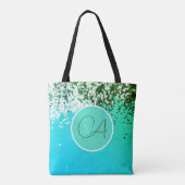 Fun Confetti Monogram Turquoise Tasche (Rückseite)