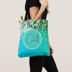 Fun Confetti Monogram Turquoise Tasche