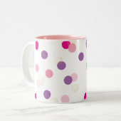 FUN CONFETTI SPOTS niedlicher Spaß Retro lila rosa Zweifarbige Tasse (Vorderseite Links)