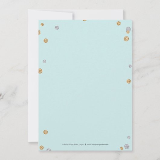 Fun Confetti Taufe Einladung - Blau (Rückseite)