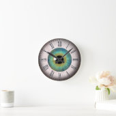 Fun Cool Blue Eye Eyeball Roman Medium Round Clock Runde Wanduhr (Zuhause)