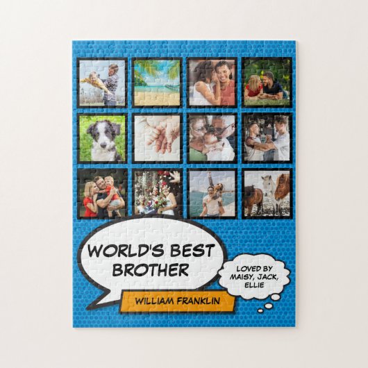Fun Cool Brother Foto Collage Blue Comic Book Puzzle (Vertikal)