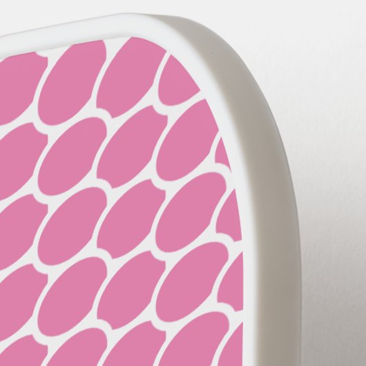 Fun Cool Chic Pink White Oval Honeycomb Muster Pickleball Schläger (Linke Seite)
