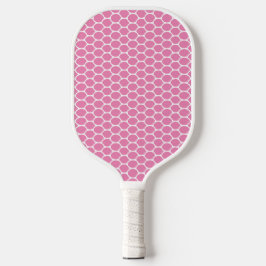 Fun Cool Chic Pink White Oval Honeycomb Muster Pickleball Schläger