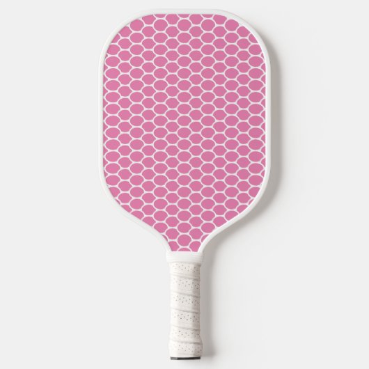Fun Cool Chic Pink White Oval Honeycomb Muster Pickleball Schläger (Vorderseite)